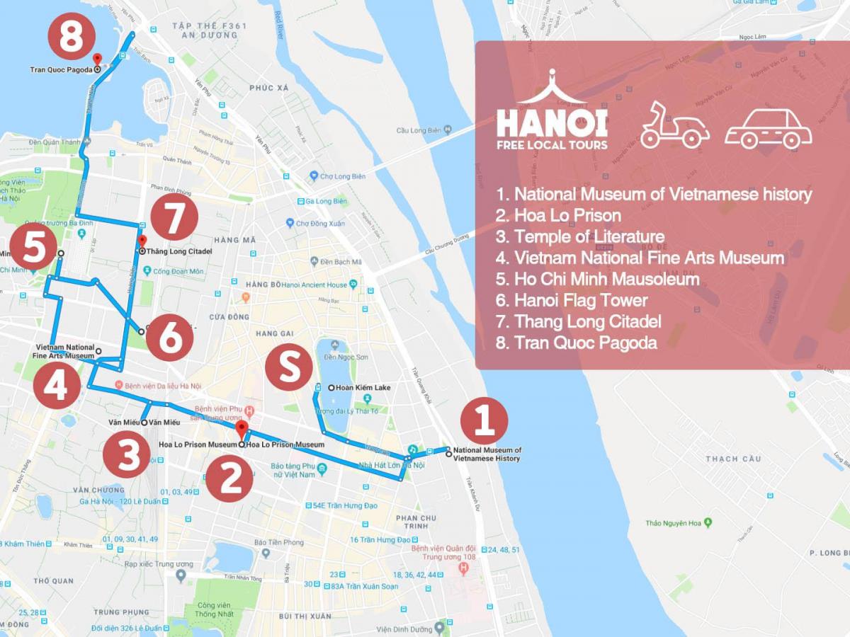 hanoi frantsesa hiruhilekoan walking tour mapa